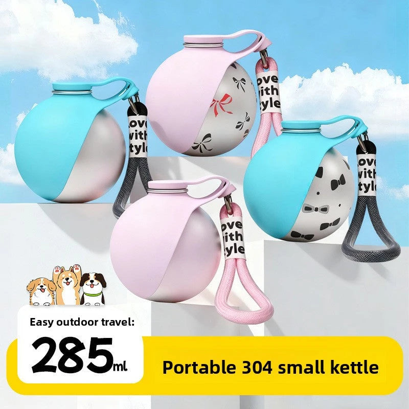 Foldable Stainless Steel Pet Water Bottle with Portable Hook