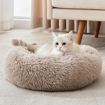 Calming Dog & Cat Bed, Anti-Anxiety Donut Cuddler Warming Cozy Soft round Fluffy Faux Fur Plush Cushion Bed - Sam's Pet Shop