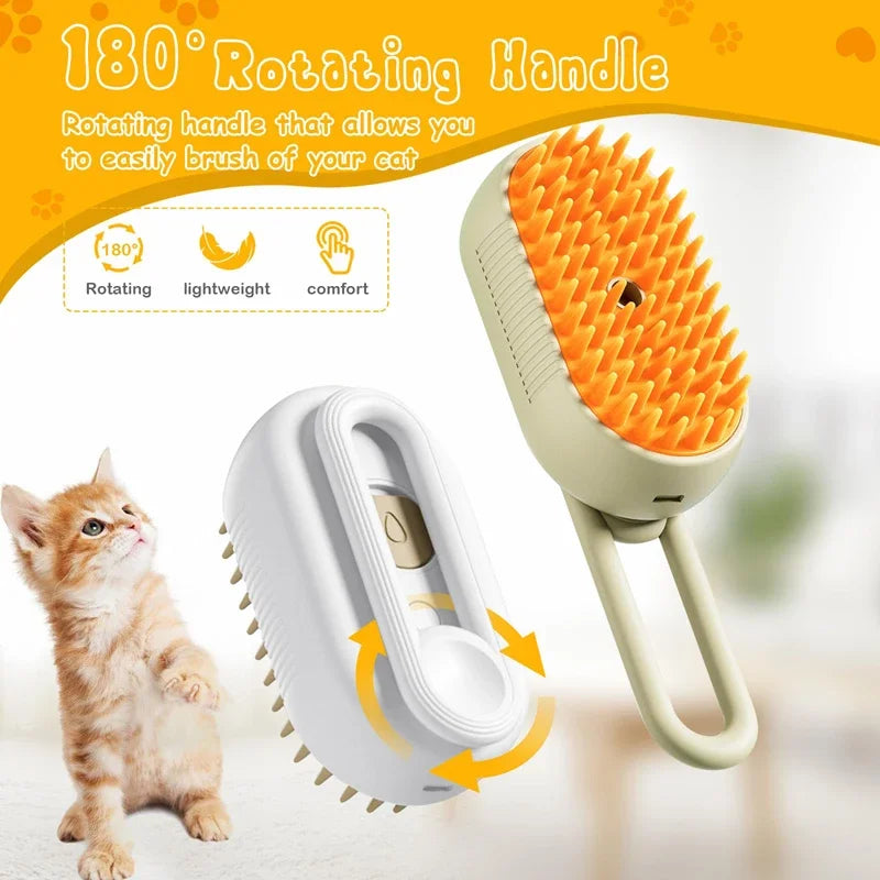 Steam Pet Grooming Brush Comb – Gentle Massage & De-Shedding
