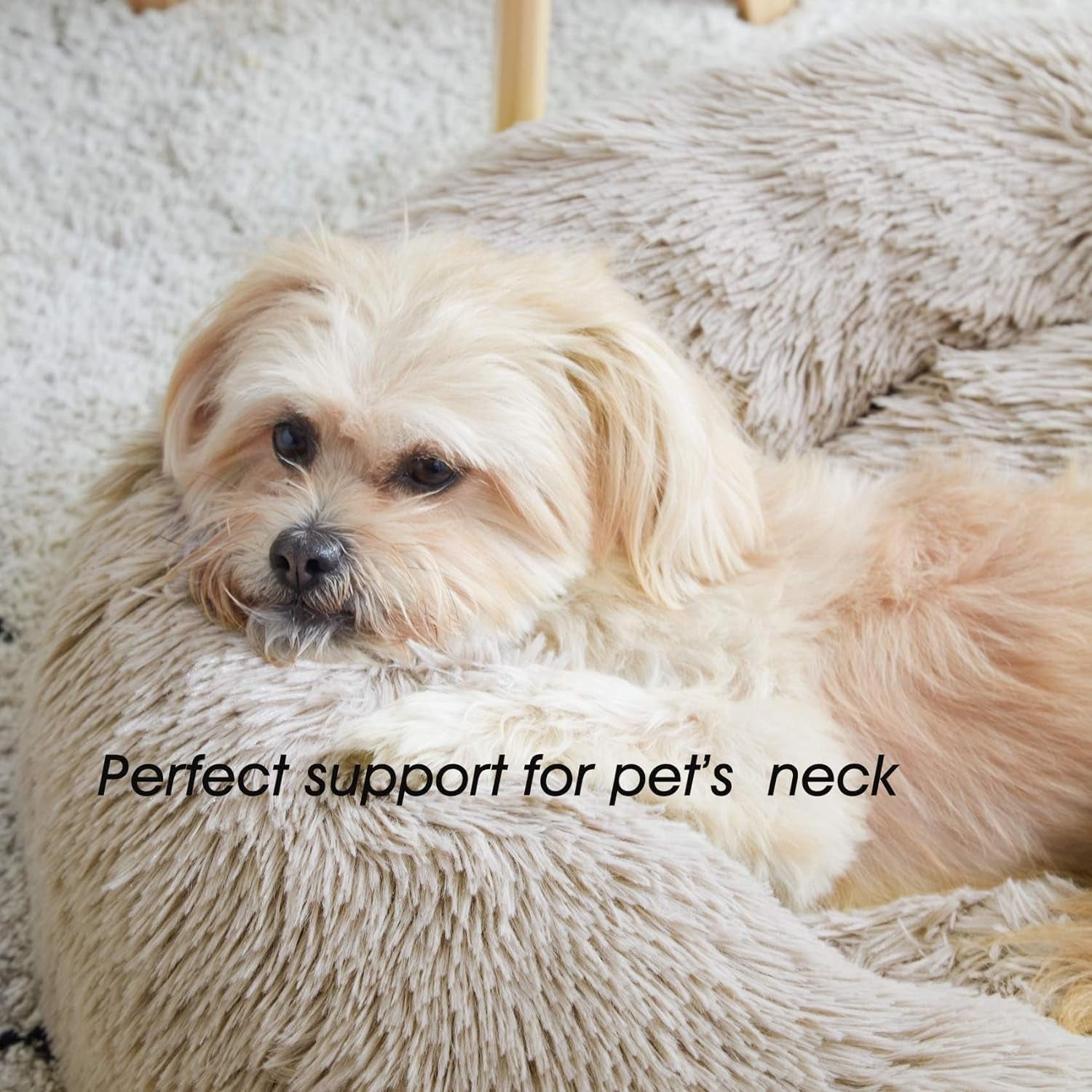 Calming Dog & Cat Bed, Anti-Anxiety Donut Cuddler Warming Cozy Soft round Fluffy Faux Fur Plush Cushion Bed - Sam's Pet Shop