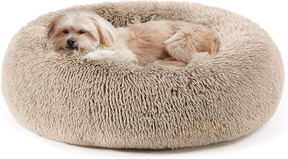 Calming Dog & Cat Bed, Anti-Anxiety Donut Cuddler Warming Cozy Soft round Fluffy Faux Fur Plush Cushion Bed - Sam's Pet Shop