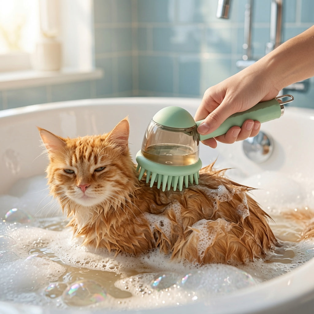 Silicone Pet Bath Brush with Shampoo Dispenser