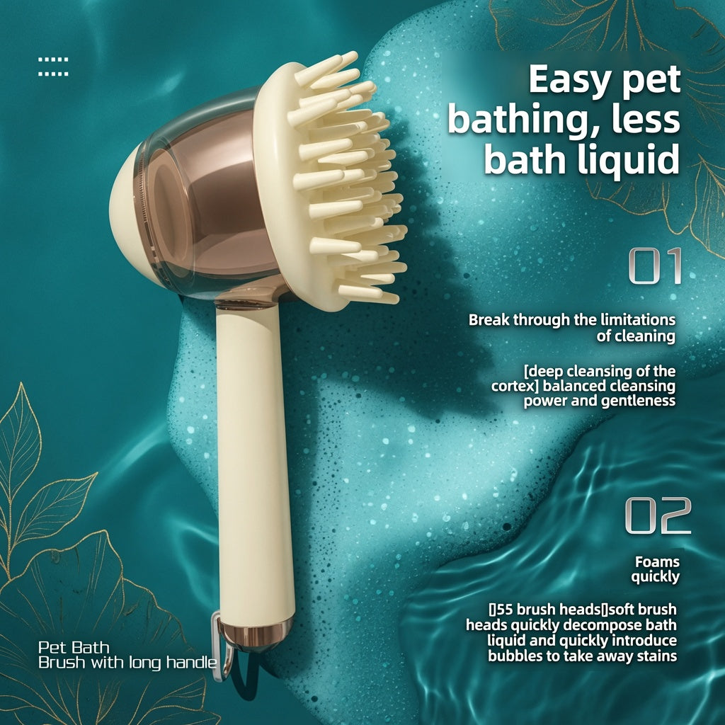 Silicone Pet Bath Brush with Shampoo Dispenser