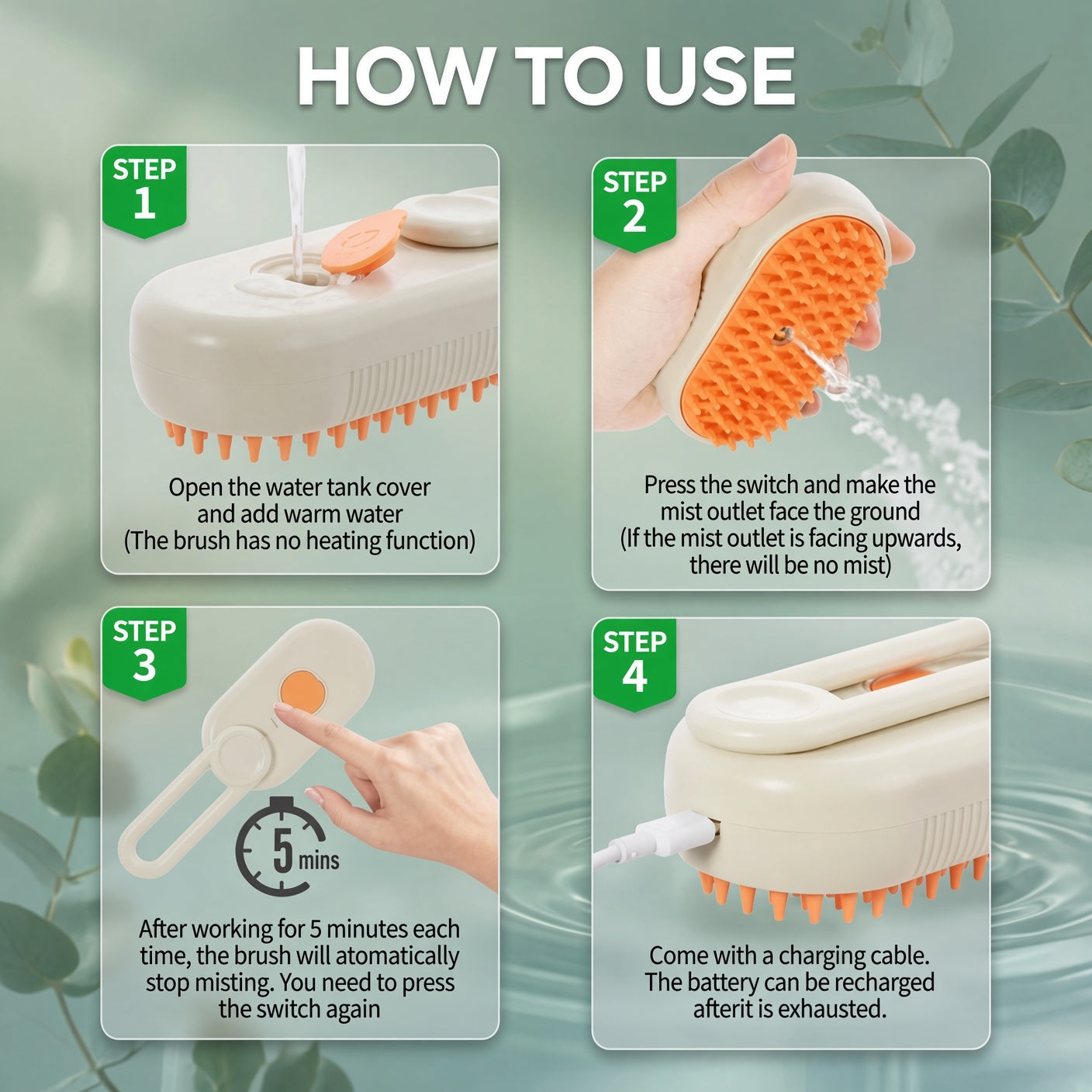 Electric Mist Grooming Brush