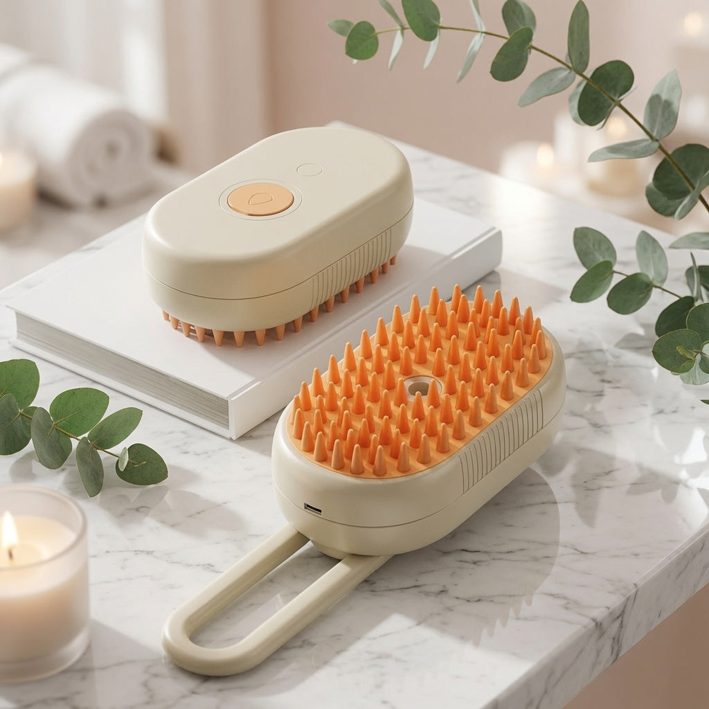 Electric Pet Grooming Brush with Mist Spray Cleaner