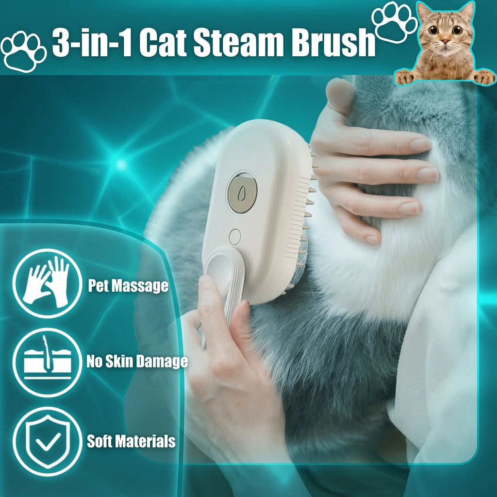 Electric Pet Grooming Brush with Mist Spray Cleaner